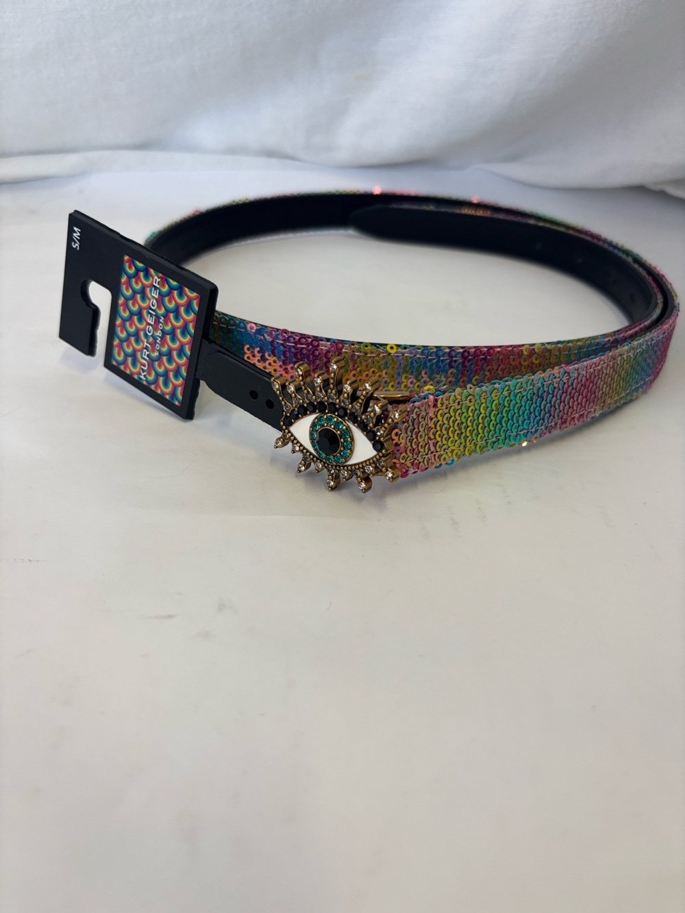 Kurt Geiger Sequin Evil Eye Buckle Belt